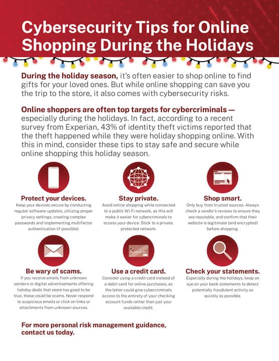 Cybersecurity Tips for Online Shopping During the Holidays - Infographic