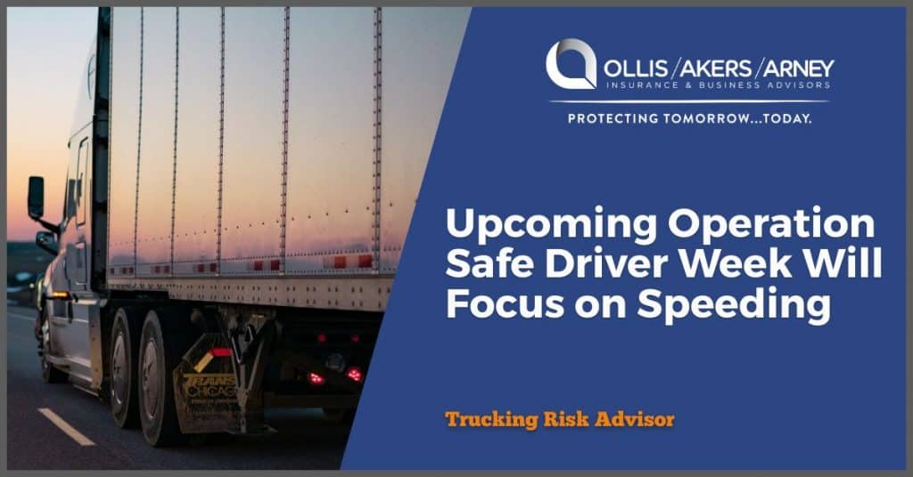 Upcoming Operation Safe Driver Week Will Focus on Speeding