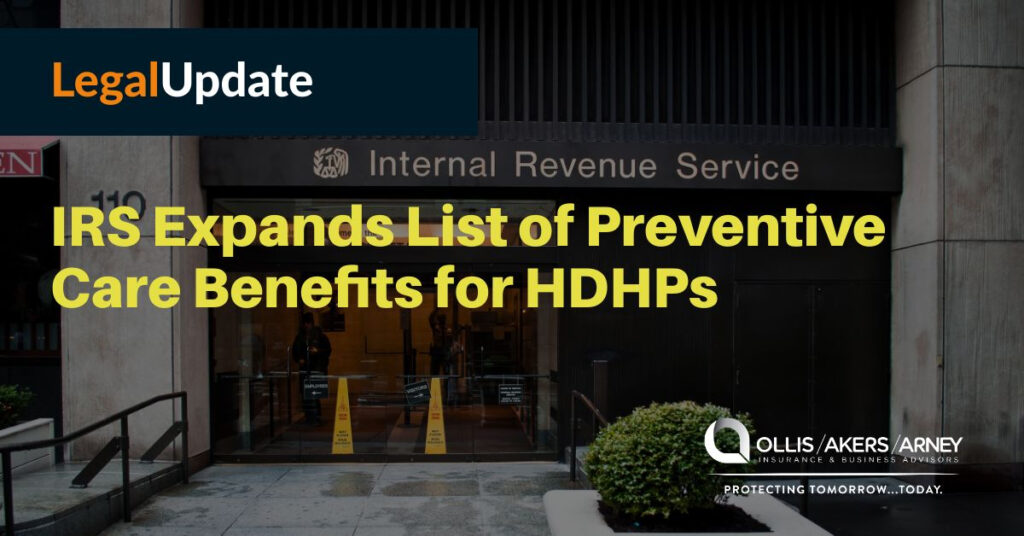 IRS Expands List of Preventive Care Benefits for HDHPs