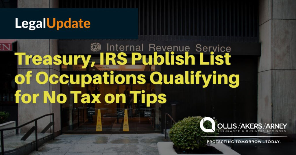 Treasury, IRS Publish List of Occupations Qualifying for No Tax on Tips